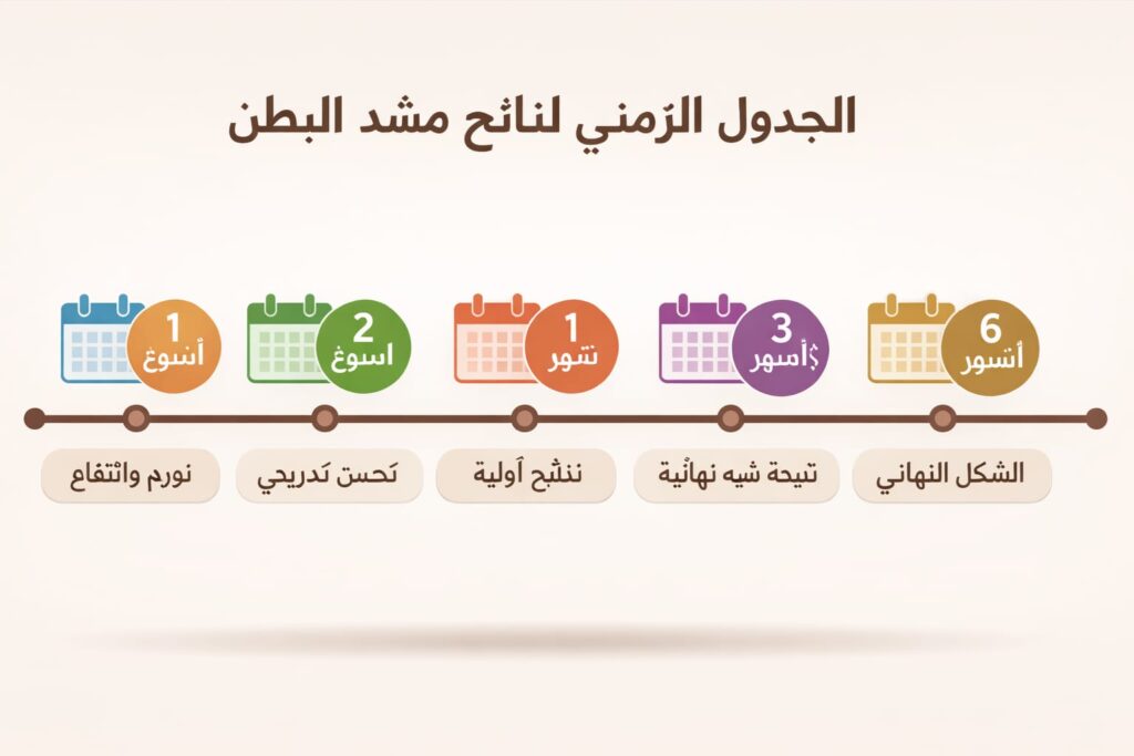 الجدول الزمني لنتائج مشد البطن بعد العملية أسبوعاً بعد أسبوع